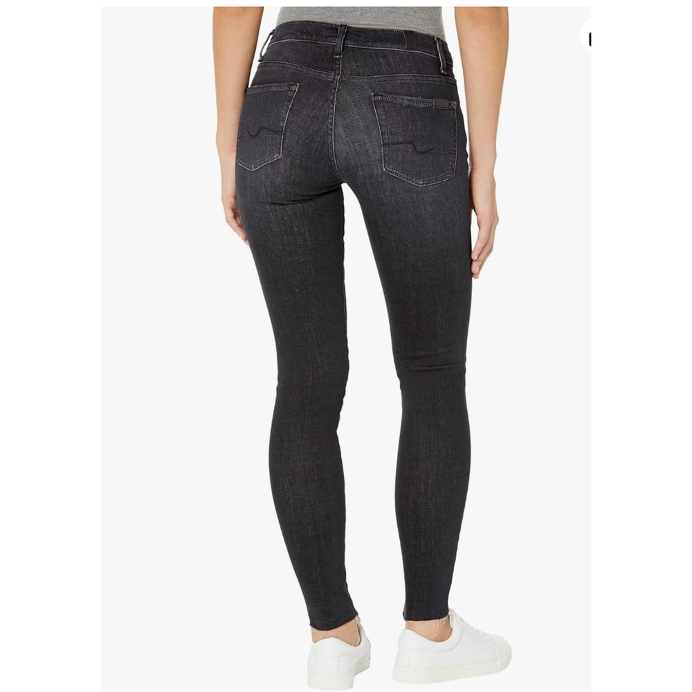 7 FOR ALL MANKIND NWT High Waist Super Skinny Dark Jean in Savage // 24 - Picture 2 of 14